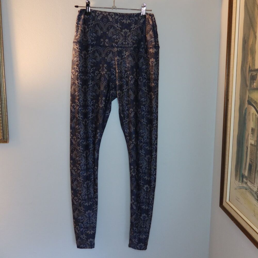 Kira Grace Leggings Womens M Blue Gray Moisture Wicking Kiragrace High Waist